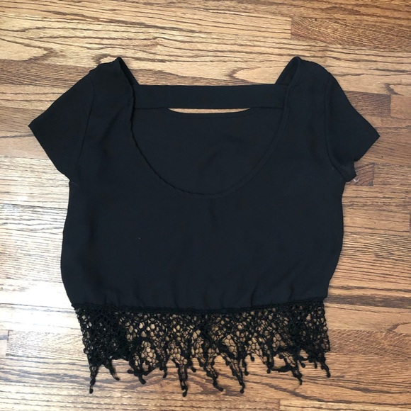 Black fringe crop top - Picture 2 of 2